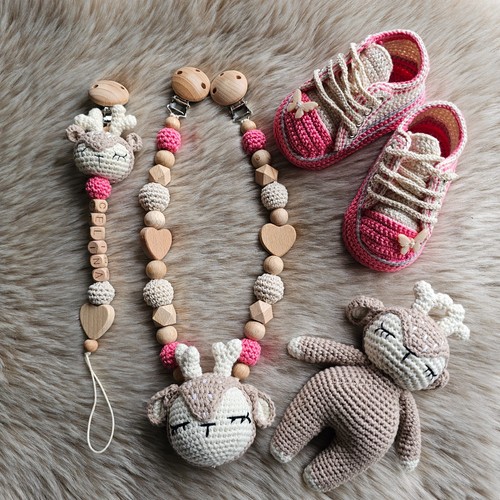 Schnullerkette 4er set - 4er, reh