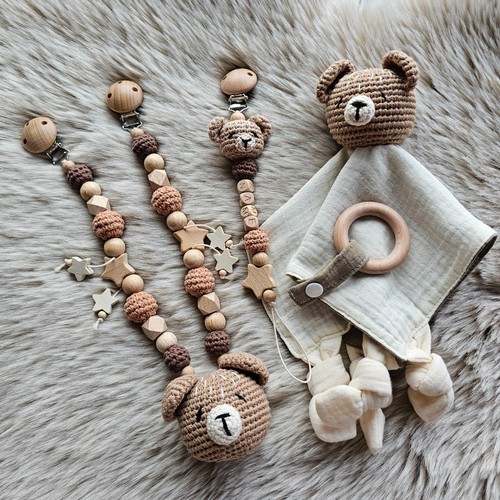 Schnullerkette 3er set teddy - schnullerkette,