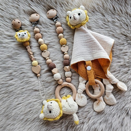 Schnullerkette 3er set löwe - schnullerkette,