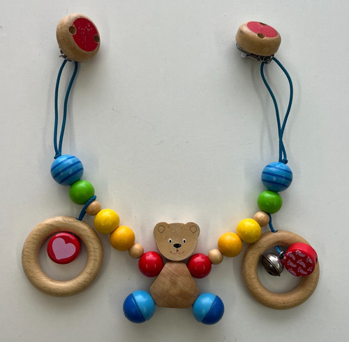 Kinderwagenkette holz mit clip - kinderwagenkette,