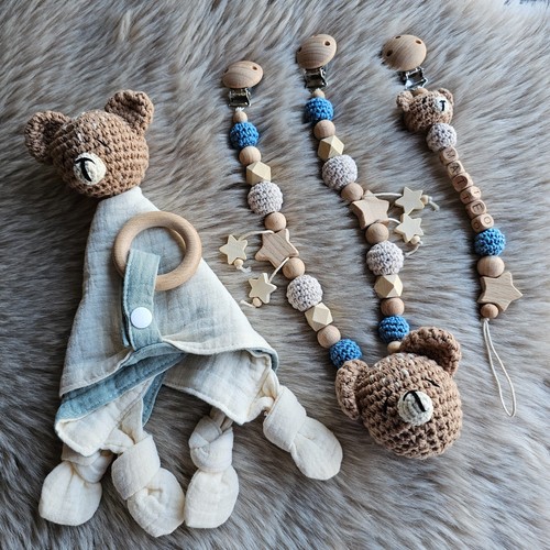 Schnullerkette 3er set - set, teddy
