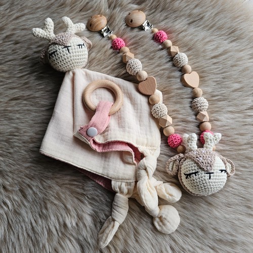 Kinderwagenkette 2er set reh - kinderwagenkette,