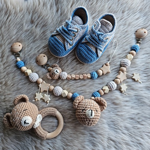 Schnullerkette 4er set teddy - schnullerkette,