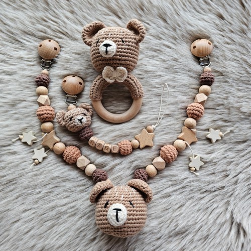 Schnullerkette set teddy bär - set,