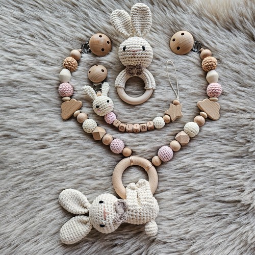 Schnullerkette set hase - set,