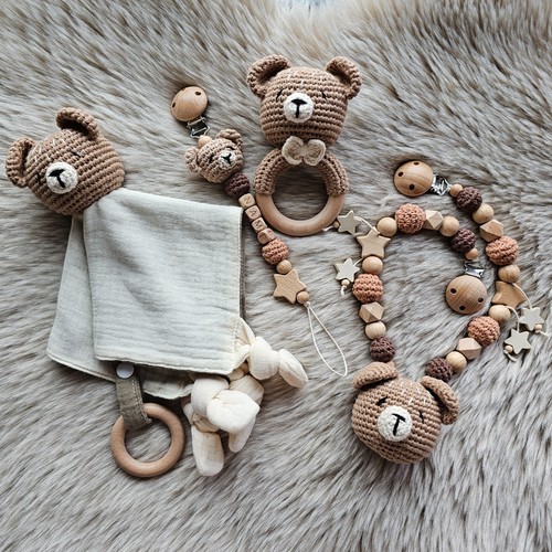 Schnullerkette 4er set teddy - 4er,