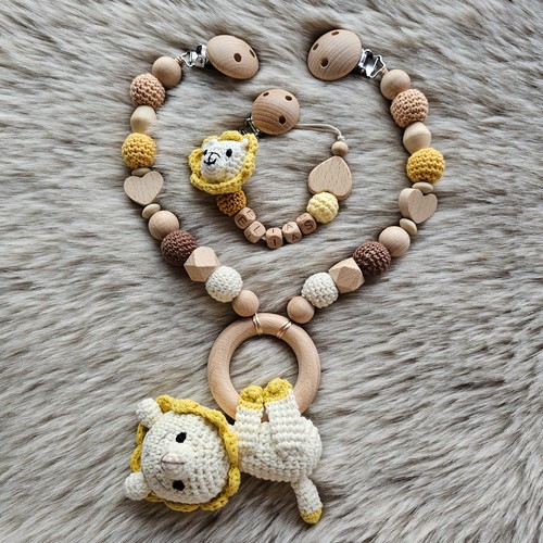Schnullerkette set löwe - schnullerkette,